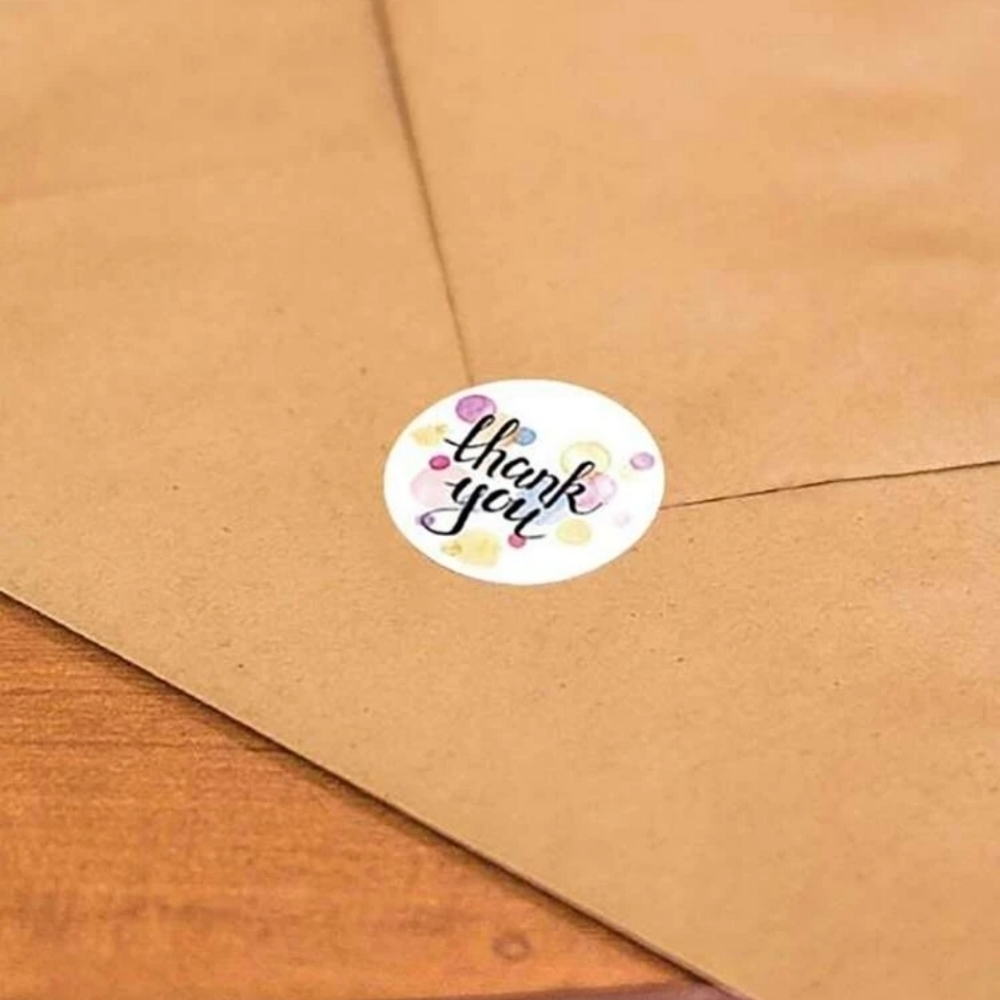 MULTI COLORED POLKA DOT THANK YOU STICKERS▪︎500 - Picture 2 of 6